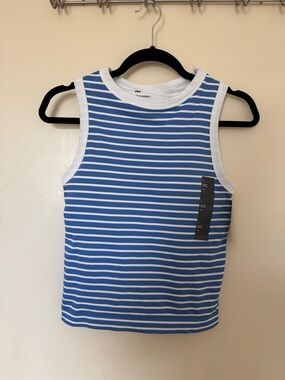 All in Motion Ribbed Blue & White Striped support Tank Top size L